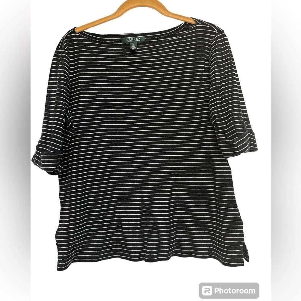 Lauren Ralph Lauren women’s three-quarter sleeve 100% cotton top size XL stripe
